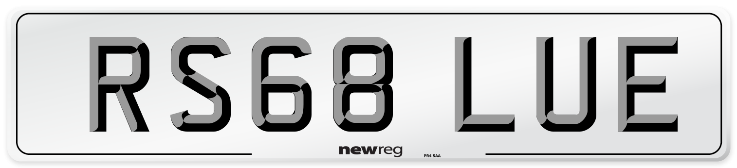 RS68 LUE Number Plate from New Reg